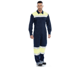 COLETE ALTA VISIBILIDADE FITAS REFLETORAS HOMEM - SARJA 65% POLIESTER 35% ALGODAO 200GR/M2