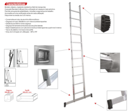 ESCADA LINHA STANDARD L66 EM ALUMINIO - ESCADA SIMPLES