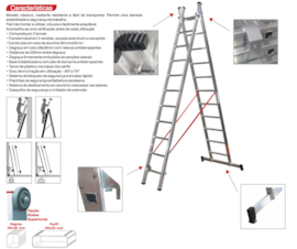 ESCADA LINHA STANDARD L66 EM ALUMINIO - ESCADA DUPLA