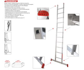 ESCADA LINHA PROFISSIONAL LPROFI EM ALUMINIO - ESCADA SIMPLES 