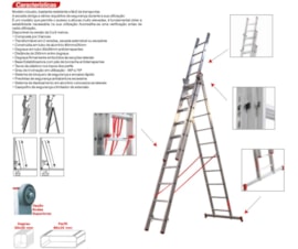 ESCADA LINHA PROFISSIONAL LPROFI EM ALUMINIO ESCADA TRIPLA